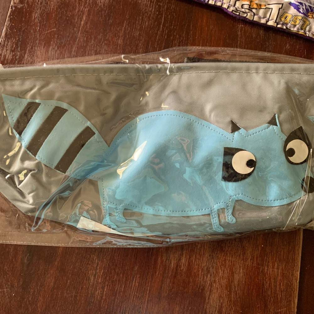 NWT Blue and Gray Raccoon Baby Stroller Organizer